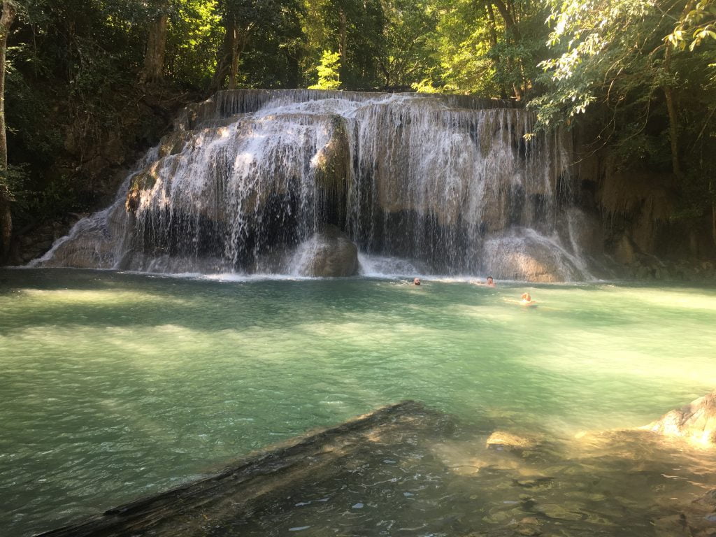 Erawan waterval - route Thailand